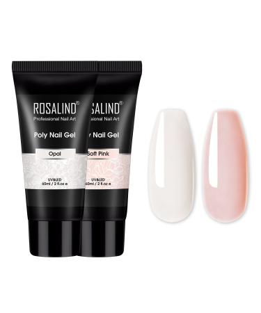 Rosalind poly nail gel acrylic gel for nails white pink 2 colies poly nails gel 60ml quick extension builder acrylic nail gel nail extension gel polish starter set for nail art set 4 - Buy Online on GoSupps.com