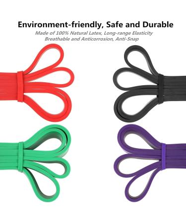 Resistance Band Pull Up Assist Set - Durable Latex Workout Bands for Home Gym Fitness - Red/Green/Black/Purple - Buy Online on GoSupps.com