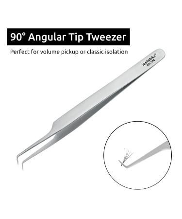 Metaleks Volume Eyelash Extension Tweezers | Stainless Steel Pointed Angular Tip | 2D-5D | Sterilizable 90 Angular Tip - Buy Online on GoSupps.com