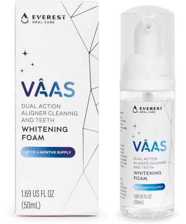 Dual-Action Aligner Retainer Cleaner Stain Remover and Teeth Whitening Foam On-The-Go Cleaner with Hydrogen Peroxide  Freshens Breath  USA Made by Everest VAAS