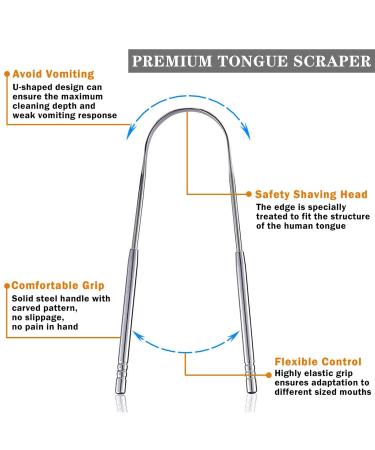 Stainless Steel Tongue Scraper for Effective Oral Care - Adults & Kids - Buy Online on GoSupps.com