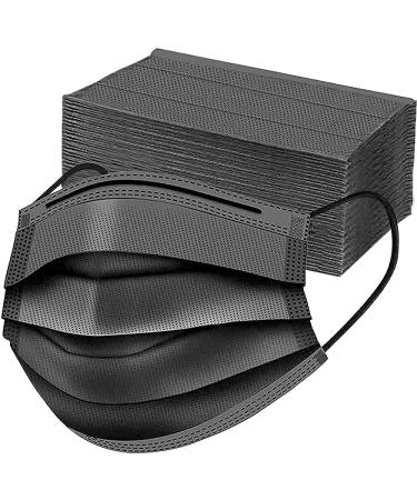50PC Disposable Face Masks Black Outdoors Breathable 3-Ply Ear Loop Dust Waterproof mask for Women and Men