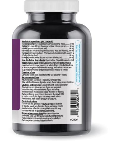Memorax 4.0 - Brain Supplement - Bacopa Monnieri Ginkgo Biloba Rhodiola GABA Reishi and Panax Ginseng - Supports Cognitive Function & Memory Non-GMO Gluten Free Soy & Dairy Free (60 Veggie Capsules) - Buy Online on GoSupps.com