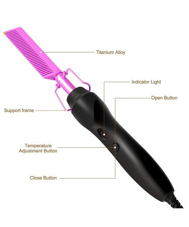 Hot Comb Hair Straightener - Portable Electric Heating Comb for Travel - Anti-Scald Beard & Hair Straightening Press Comb - Ceramic Curling Iron for Wet & Dry Hair - Purple - Buy Online on GoSupps.com