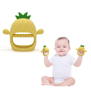 Rayshie Silicone Baby Teether Toy  Baby Chew Toys  BPA Free for Sucking Needs  for Infants 3+ Months  for Soothing Sore Gums  Teething Toy Silicone Glove Teether(Yellow)