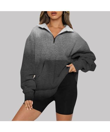 Creoqiji Oversize Women's Sweater Fashionable Long-Sleeved Zippered Gray Print | Casual Baggy XXL Clothing - Buy Online on GoSupps.com