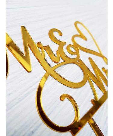 AMINJIE Mr and Mrs Cake Topper Bride and Groom Sign Wedding/Engagement Cake Toppers Decoration Mirror Gold Acrylic - Buy Online on GoSupps.com