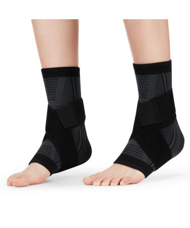 AVIDDA Ankle Support Brace 1 Pair Adjustable Plantar Fasciitis Support Strap Compression Foot Sleeves for Sprained Ankle Running Sports Protection and Pain Relief M Z New Black Pair