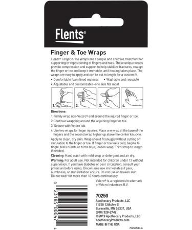 Flents Finger & Toe Wraps - Compression Bandage Supports with 2 Straps - Black - Buy Online on GoSupps.com