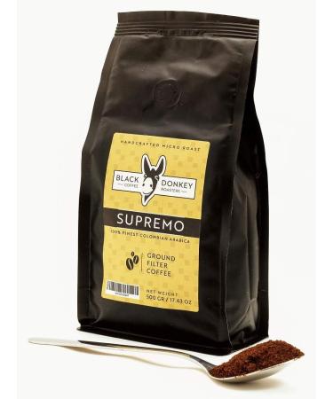 Black Donkey Coffee Roasters 100% Colombian Arabica Ground Coffee - A. Supremo 500g Filter Coffee - Buy Online on GoSupps.com