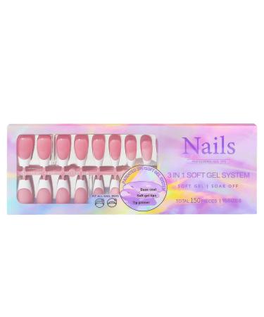 Daily Press on False Nails Artificial Full French Nails for Women | Products for Wedding Gathering Home Dating Traveling 01