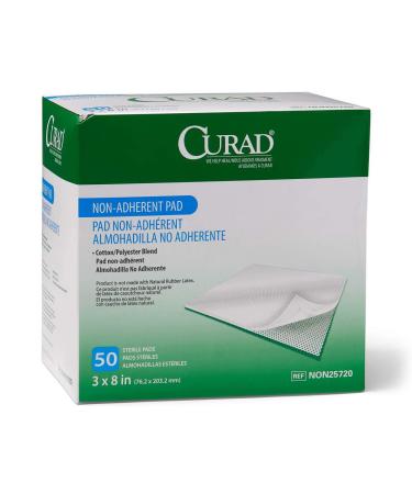 Medline Curad Sterile Non-Adherent Pad, 3x8 (Pack of 50)
