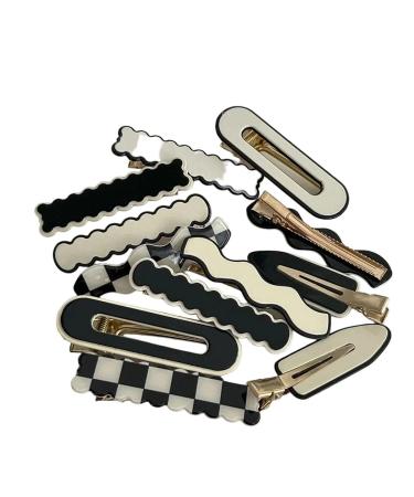 New 2025 Women Elegant Black White Checkerboard Geometric Hairpins Sweet Side Hair Clips Barrettes Fashion Hair Accessories Jewelry Fashion Accessories Creative Gift
