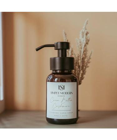 Simply Modern Scents Cocoa Butter Cashmere Foaming Hand Soap Amber Glass Bottle 8oz