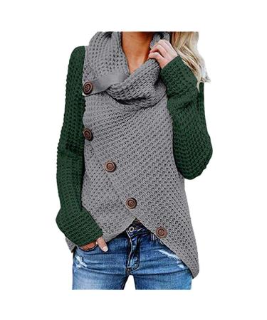 Bigfanshu Womens Autumn Winter Long Sleeve Sweatshirt and Cat Button Irregular Blouse Army Green