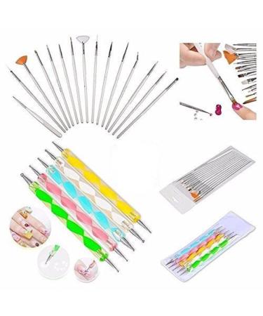 20pc Nail Art Manicure Pedicure Beauty Painting Polish Brush and Dotting Pen Tool Set for Natural False