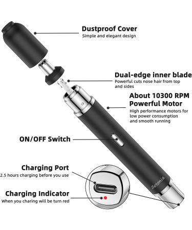 Rechargeable Ear and Nose Hair Trimmer with Dual Edge Blades - Easy Cleaning - Black - Buy Online on GoSupps.com