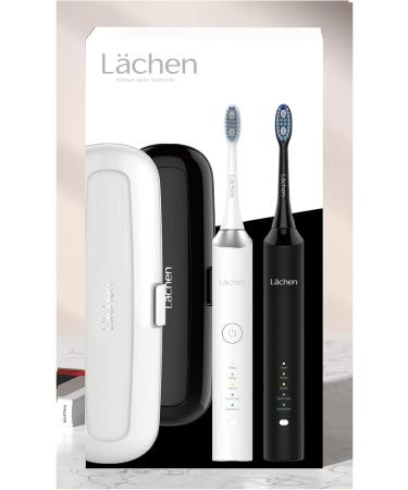 Areas Electric Toothbrush Double Pack - 2 Handpieces 2 Travel Cases 5 Modes & 10 Replacement Heads (White & Black) - International Shipping Available - Buy Online on GoSupps.com