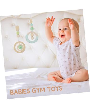 TOYANDONA 4pcs Baby Gym Plush Chew Toys Bell Hanging Sensory Wooden Ornaments Green 26X8.5CM - Buy Online on GoSupps.com