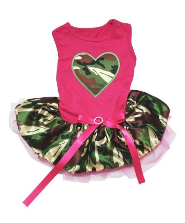 Petitebella Camouflage Heart Puppy Dog Dress (Hot Pink/Camouflage, XX-Large) XX-Large Hot Pink/Camouflage