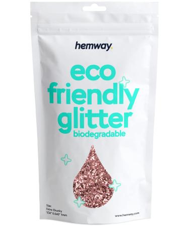 Hemway eco Friendly Biodegable Glitter 100g / 3.5 ounces Bio Cosmetic Safe Sparkle vegan for the face eyeshadow body hair nail and festival make -up craft - 1/24 "0.04" 1mm - rose gold