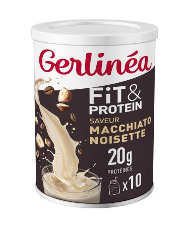 Gerlin a Fit&Protein - Hazelnut Macchiato Flavor Protein Milkshake - After-Sport Protein - Whey Bodybuilding for Women - No Added Sugars - 115Kcal / portion - 340 g (10 drinks)
