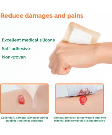 Silicone Foam Dressing 3x3 Inch - 10 Pack Adhesive Waterproof Wound Care Bandages | High Absorbency Foam Pads for Optimal Healing - Buy Online on GoSupps.com