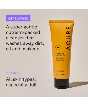 Acure Brightening Facial Scrub & Cleansing Gel Combo Pack - Exfoliating Face Wash & Gentle Daily Facial Cleanser for Radiant Skin with Sea Kelp Pomegranate & Acai 100% Vegan - 4 fl oz (2 Pack) Scrub & Cleanser - Buy Online on GoSupps.com