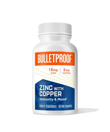Bulletproof Zinc with Copper Capsules, 60 Count, Minerals and Antioxidant Supplement for Immunity and Mood 60 Count (Pack of 1)