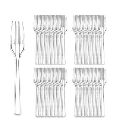 100 Pcs Clear Plastic Forks Bulk 4.5 inch Length Sturdy and Durable Disposable Forks for Party Picnic Barbecue Restaurant Dinner Dessert