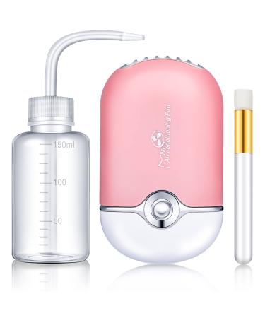 3 Pieces USB Mini Portable Fans Rechargeable Electric Handheld Air Conditioning Lash Shampoo Brushes Nose Blackhead Facial Cleaning Brush Plastic Wash Bottle () Pink and White Gold