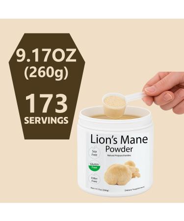 Vrixlanua Lion's Mane Powder Lions Mane Mushroom Brain Health Support Supplement Mushroom Supplement for Mental Clarity Cognition and Immunity 9.17oz - Buy Online on GoSupps.com