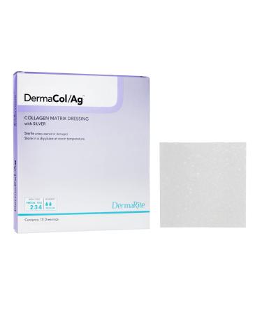 Dermarite Industries Dermacol Ag Silver Collagen Dressing 2x2 10 Count 2x2 Inch (Pack of 10)