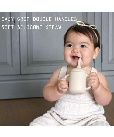 LoveyLu Silicone Sippy Cup 2 Pack - Toddler Cup with Straw and Soft Spout - Spill Proof, Drop Proof, Microwave and Dishwasher Safe - Sand Color - Buy Online on GoSupps.com