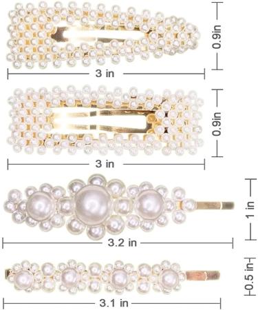 4 Pieces Pearl Hair Clips Hair Clip For Women Girls Snap Hair Clips Elegant Hair Accessories Barrettes Pins Bridal Pearl Hair Clip Hairpins for Bridesmaid Girls Women Childrens Kids - Buy Online on GoSupps.com