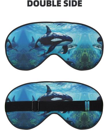 Killer Whales Swim Along Print Eye Mask | Ultra-Soft Light-Blocking for Comfort & Restful Sleep | International Shipping Available - Buy Online on GoSupps.com
