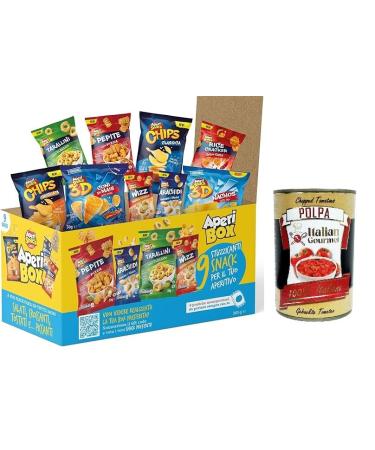 Italian Gourmet E.R. APERIBOX 9 Box of Chips and Savory Snacks 263g 9 Pieces Gift Idea 2023 + Italian Gourmet Polpa 400g