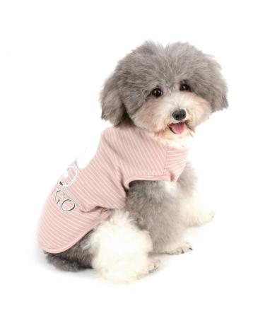 Zweitea dog t-shirts for small dogs girls boys stripes summer tank puppy clothing pet cats t-shirt soft cotton clothing chihuahua clothing pink XXL (chest: 52cm back: 40cmrose