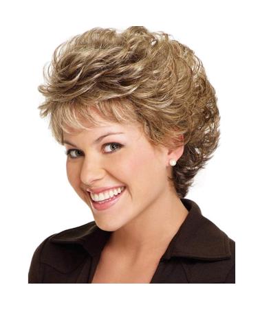 Fleurapance Women's Short Light Gold Wig - Curly Wave Synthetic Hair Heat Resistant Bobo Style - Buy Online on GoSupps.com