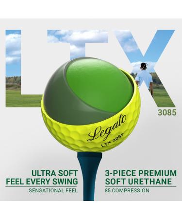 Legato Golf Balls LTX 3085 | Break 90 with Maximized Distance | 3 Piece Urethane Cover | 85 Compression | Yellow Dozen - Buy Online on GoSupps.com
