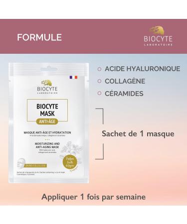 BIOCYTE Collagen Mask - Plumped Skin Moisturizing Reduced Wrinkles - Hyaluronic Acid Collagen Ceramides - 1 Biocellulose Mask - Apply Once a Week - Buy Online on GoSupps.com