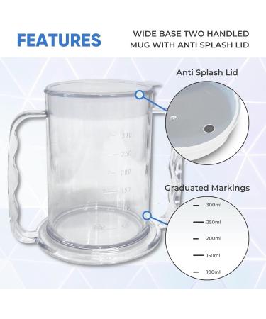Wide Floor Two Handles Drinking Cups - 10 Pack with Anti-Spray Lid | Ideal Drinking Aid for Seniors Adults with Dementia & Arthritis - Buy Online on GoSupps.com