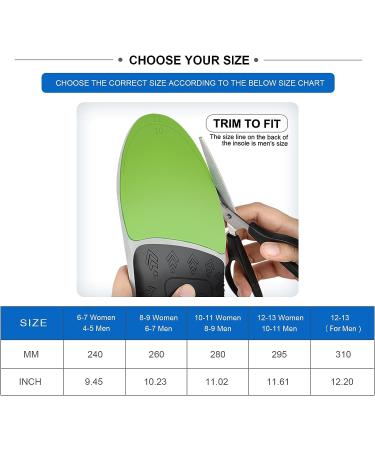 Plantar Fasciitis Insoles Arch Supports for Men Size 8-9/Women Size 10-11 - Black-G - Buy Online on GoSupps.com