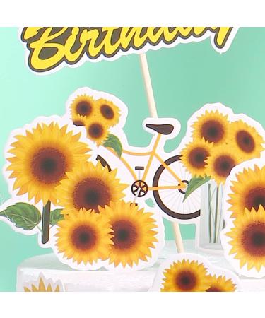 Sunflower Cake Decoration Flower Cake Toppers Picks Summer Happy Birthday Party Supplies for Birthday Cake Decorating Tools(Set of 7) - Buy Online on GoSupps.com