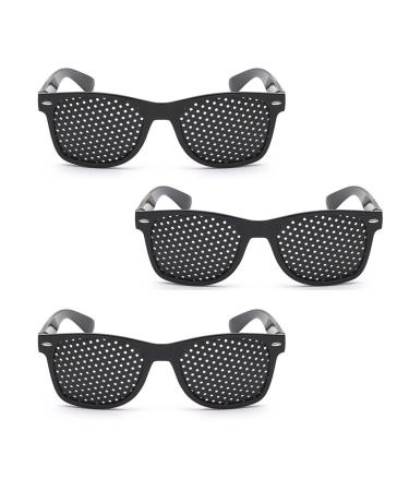 3 pieces of eye trainers perforated glasses perforated glasses raster glasses multidot glasses with foldable ironing comfortable vision improve glasses for eye training and relaxation black