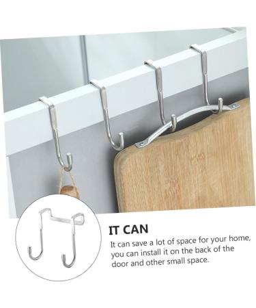 BELLIFFY 6pcs Kitchen Sundries Hooks Purse Wall Hook Overdoor Stainless Steel Cabinet Door Hanger 7.5X6.5CM Silver - Buy Online on GoSupps.com