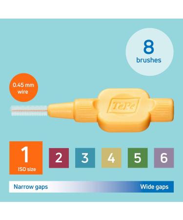 TEPE Interdental Brushes Orange Extra Soft (0.45mm Size 1) - 8 Count Pack | Effective Interdental Cleaning - Buy Online on GoSupps.com
