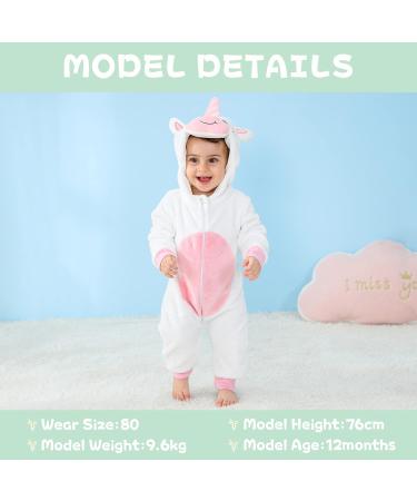 COOKY.D Baby Hooded Rompers - Winter Flannel Jumpsuit Pajamas | 12-18 Months White - Buy Online on GoSupps.com