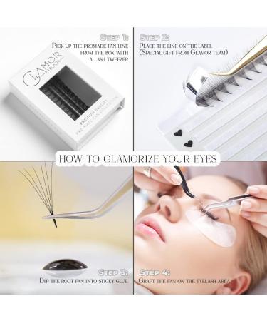 GLAMOREYELASH 1000 Ultra Speed Narrow Promade Fans | Handmade Natural Eyelash Extension 3D-16D | Mink Lashes 0.03/0.05/0.07mm | C CC D Curl for Cat Eye | 8-17mm Length - Buy Online on GoSupps.com