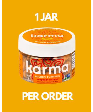 Golden Turmeric Cashews by Karma Nuts - Roasted, Vegan, Gluten-Free, 8oz Jar - Buy Online on GoSupps.com
